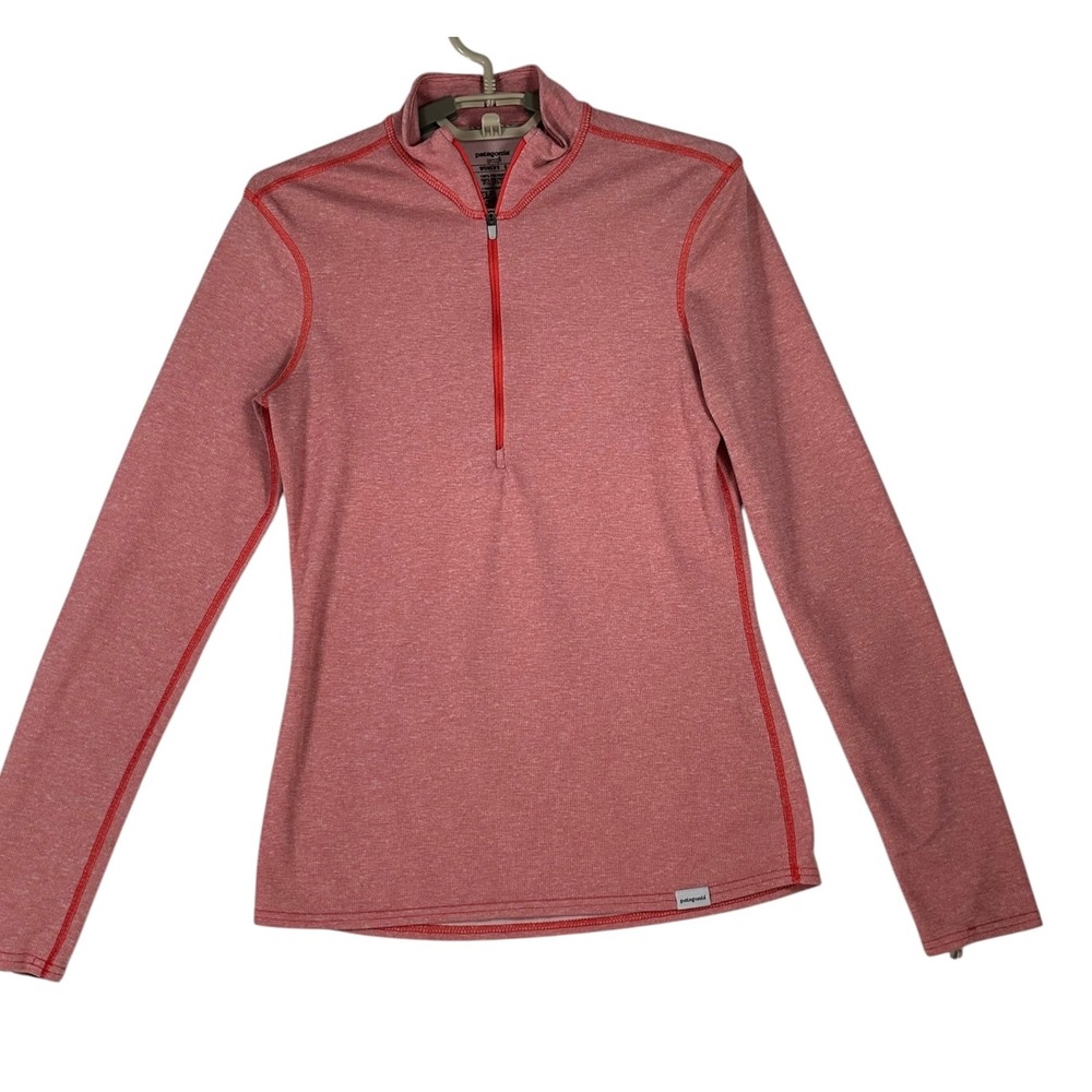 Patagonia Capilene 2 Lightweight 1/4 Zip Base Layer Red Heathered Womens Small